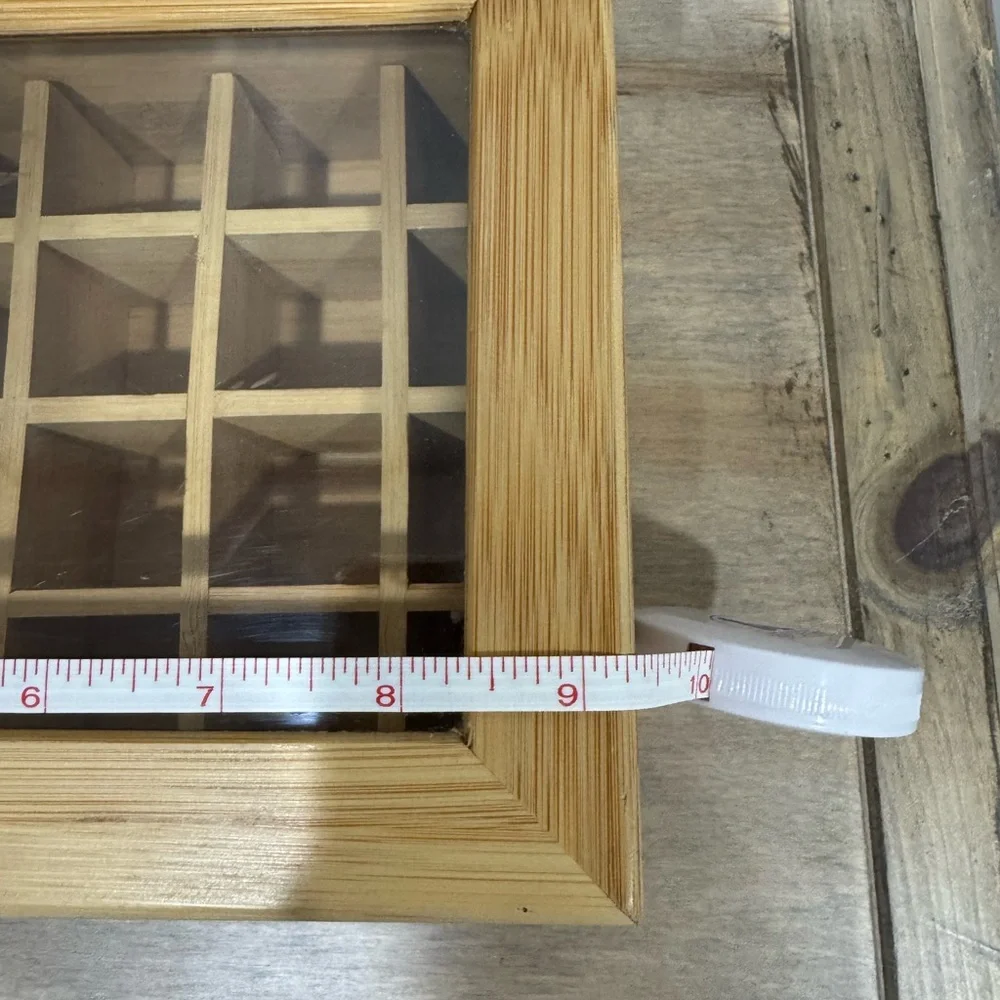 Bamboo Wooden Storage Box with 24 single inserts, Like New
